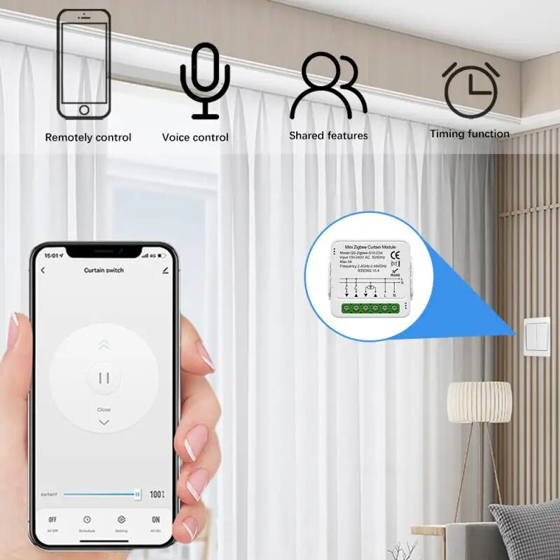 Tuya ZigBee/WiFi pametni modul prekidača za zavjese za motor roleta QS-S10-C04/ECC02 Podrška prekidača Google Home Alexa
