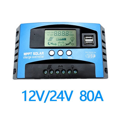 Controler de încărcare solară MPPT 30A 40A 50A 60A 80A 100A Afișaj LCD 12V 24V AUTO Dual USB Controler de încărcare și descărcare solară
