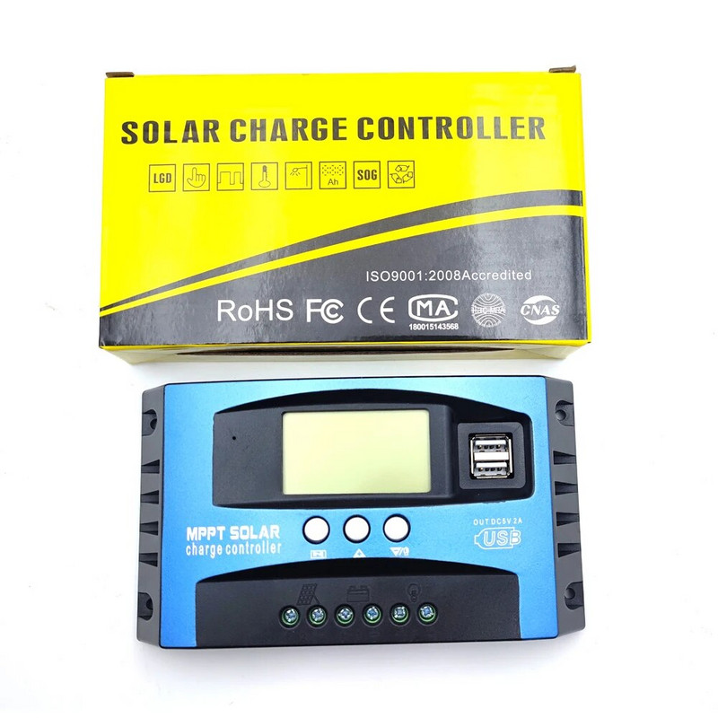 Solarni regulator punjenja MPPT 30A 40A 50A 60A 80A 100A LCD zaslon 12V 24V AUTO Dvostruki USB solarni regulator punjenja i pražnjenja