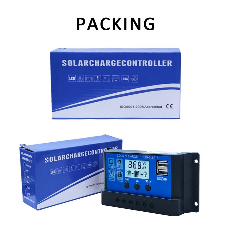 30A solarni regulator LCD zaslon 12 24V DC punjač baterija 10A 20A 40A 50A 60A Regulator izvan mreže Solarni panel Kućanski aparat