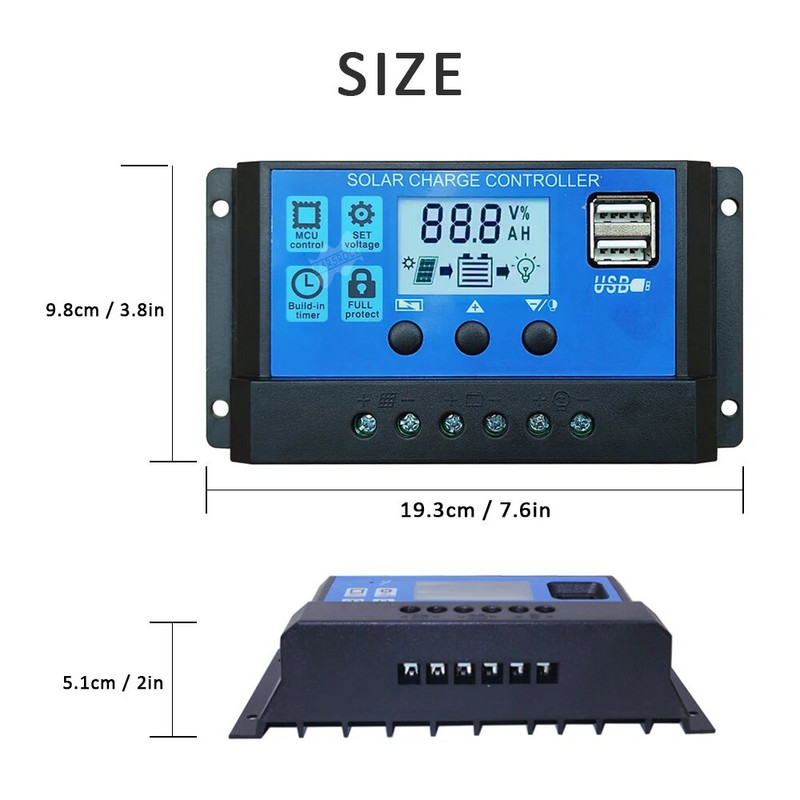 30A solarni regulator LCD zaslon 12 24V DC punjač baterija 10A 20A 40A 50A 60A Regulator izvan mreže Solarni panel Kućanski aparat
