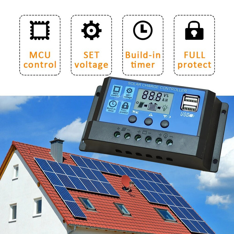 30A solarni regulator LCD zaslon 12 24V DC punjač baterija 10A 20A 40A 50A 60A Regulator izvan mreže Solarni panel Kućanski aparat
