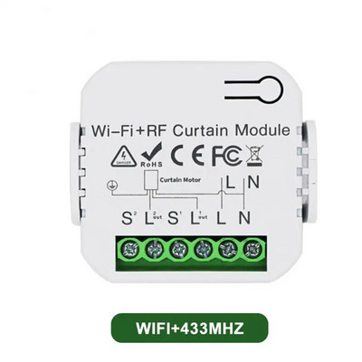 „Tuya Wifi RF433 Smart Curtain Switch“ roletų perjungimo modulis su nuotolinio valdymo pultu „Google Home Alexa Smart Home“ palaikymas