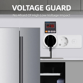 Αυτόματη πρίζα προστασίας τάσης AC 220V Ρυθμιζόμενο 16A Power Surge Protector EU Plug Socket Voltage Safe Refrigerator Protect