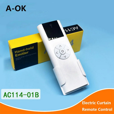A-OK elektriline kardinamootor AC114-1 kaugjuhtimispult ühe kanaliga ühe kanaliga ühe kanali RF 433 kaugjuhtimispult