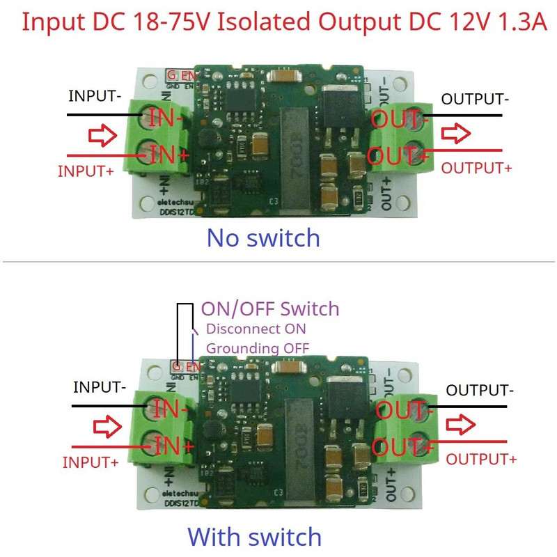 Visokonaponski izolirani DC 24V 36V 48V 60V 72V DO 12V DC-DC pomoćni pretvarač Modul za stabilizaciju napona Zaštita od izolacije napajanja