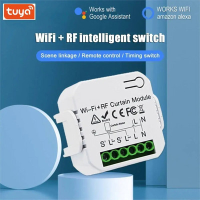 CoRui Tuya Smart Life aizkaru slēdzis Wifi RF433 16A tālvadības pults elektrisko veltņu atbalstam Google mājas lapa Alexa
