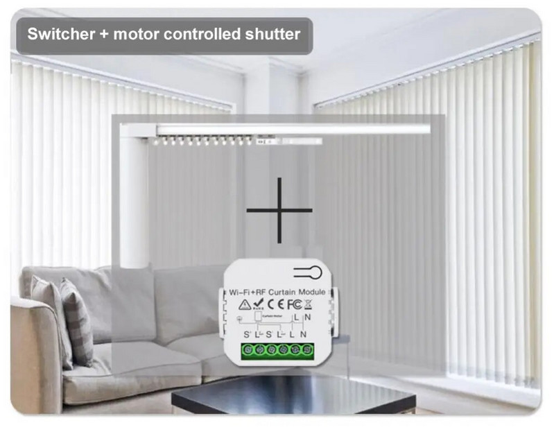 „CoRui Tuya Smart Life“ užuolaidų jungiklis „Wifi RF433 16A“ nuotolinio valdymo pultas, skirtas elektriniam ritiniui palaikyti „Google Home Alexa“