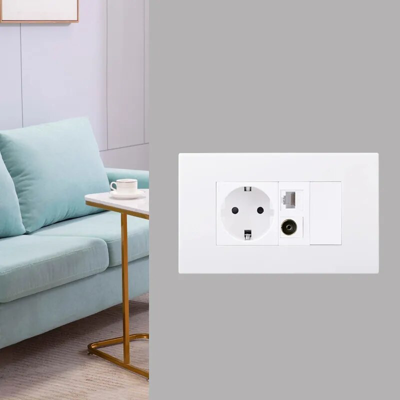 Zid EU Francuski Brasil Izrael Utičnica + TV CAT6 Internetski priključak, HDMI-kompatibilan 2.0 & USB 3.0 konektor za optička vlakna DIY modul