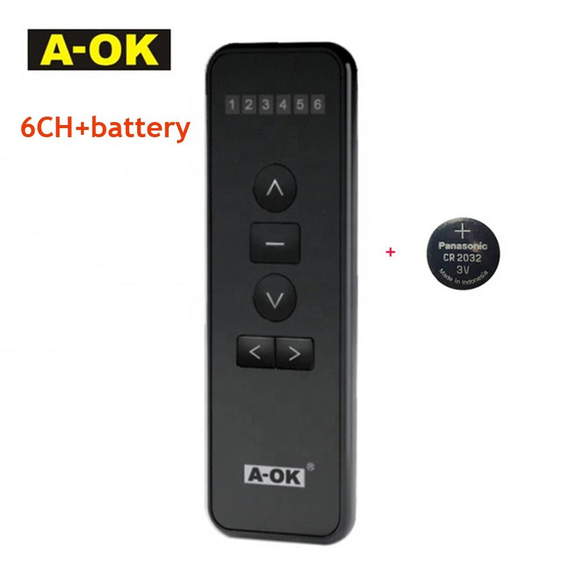 Crni ručni daljinski upravljač serije A-OK AC123 za OK električni Curtian RF433 motor, bežično upravljanje otvaranjem/zatvaranjem zavjesa