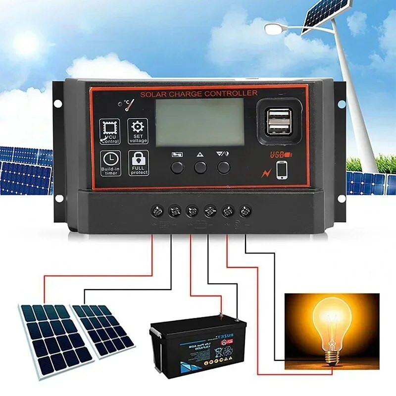 Upravljač solarne ploče 10/20/30/40/50/60/70/80/90/100A 12V 24V digitalni zaslon LCD zaslon regulator solarnog regulatora punjenja
