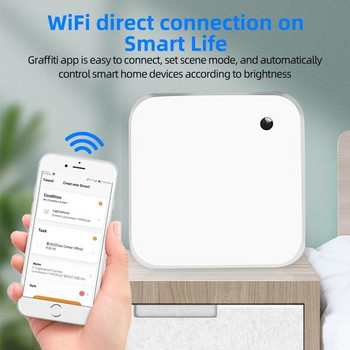 Tuya WiFi интелигентен светлинен сензор Захранван от батерии Интелигентна домашна светлина/автоматизация на завеси Управление Външно водоустойчиво приложение SmartLIfe