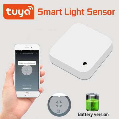 Senzor de lumină inteligentă Tuya WiFi, alimentat cu baterie, automatizare a luminii/perdelei pentru casă inteligentă