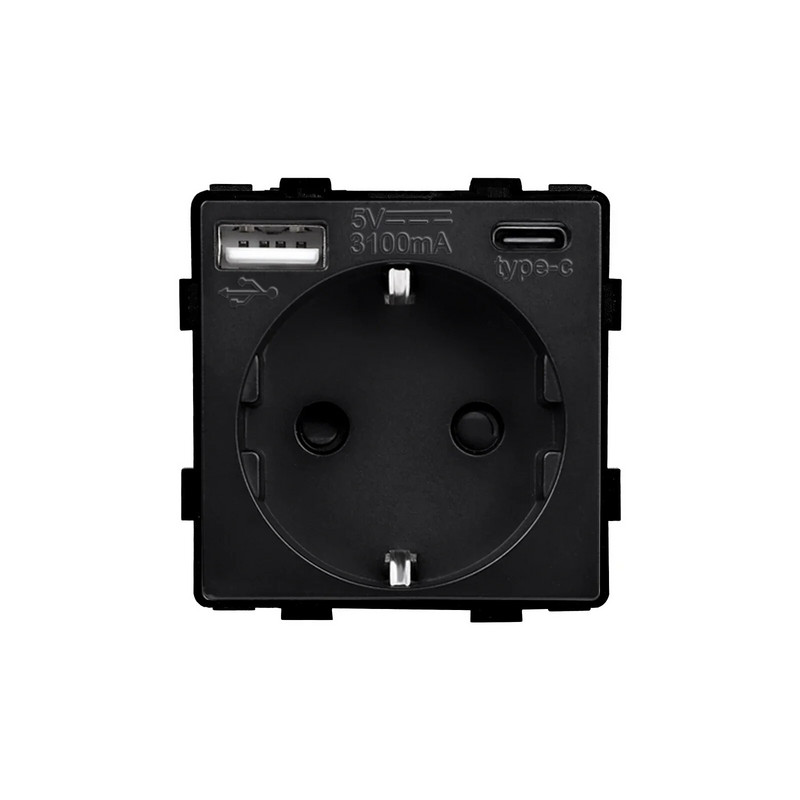 EU szabvány fali aljzat USB Type-C RJ45 PC CAT5 TV-vel /ST HDMI aljzat alkatrészek Mechanikus gombkapcsoló üveg aljzat keretek