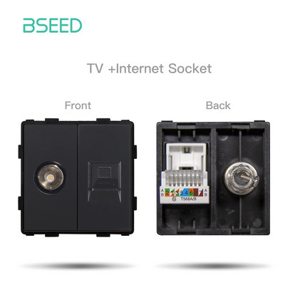 BSEED EU standardni mat plastični okvir utičnice PC RJ45 TV ST CAT5 Dvostruke USB zidne utičnice Prekidači za svjetlo Dijelovi DIY Free Combine