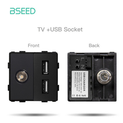BSEED EU standardni mat plastični okvir utičnice PC RJ45 TV ST CAT5 Dvostruke USB zidne utičnice Prekidači za svjetlo Dijelovi DIY Free Combine
