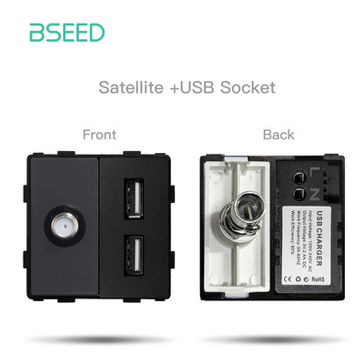 BSEED EU standardni mat plastični okvir utičnice PC RJ45 TV ST CAT5 Dvostruke USB zidne utičnice Prekidači za svjetlo Dijelovi DIY Free Combine