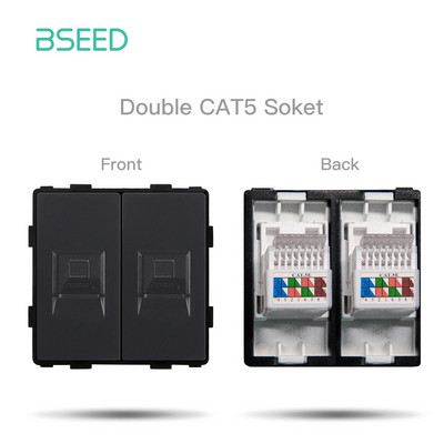 BSEED EU standardni mat plastični okvir utičnice PC RJ45 TV ST CAT5 Dvostruke USB zidne utičnice Prekidači za svjetlo Dijelovi DIY Free Combine