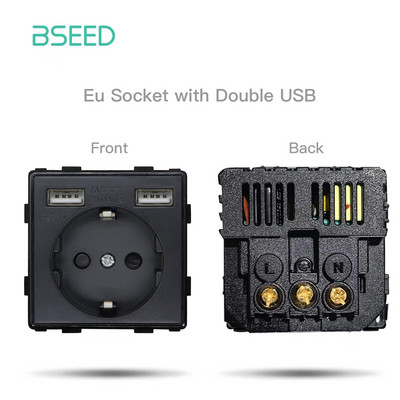 BSEED EU standardni mat plastični okvir utičnice PC RJ45 TV ST CAT5 Dvostruke USB zidne utičnice Prekidači za svjetlo Dijelovi DIY Free Combine