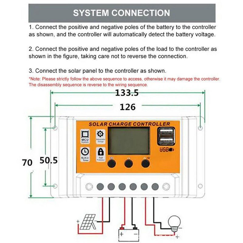 10A-100A MPPT/PWM solarni regulator punjenja 12V/24V regulator solarnog panela s dva USB 5V panel regulatora baterije LCD zaslon