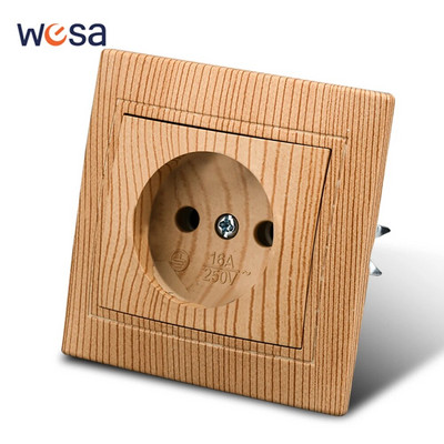 WESA Wood Power Socket 16A EU Standard Electrical Outlet Standard Επίγεια πρίζα τοίχου 86mm*86mm Πλαστικό επιβραδυντικό φλόγας