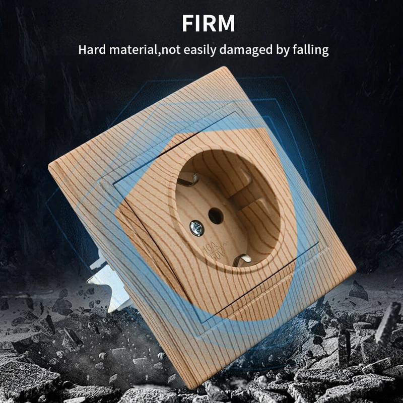 WESA medinis maitinimo lizdas 16A ES standartinis elektros lizdas Standartinis antžeminis sieninis lizdas 86 mm * 86 mm antipireno plastikinė plokštė