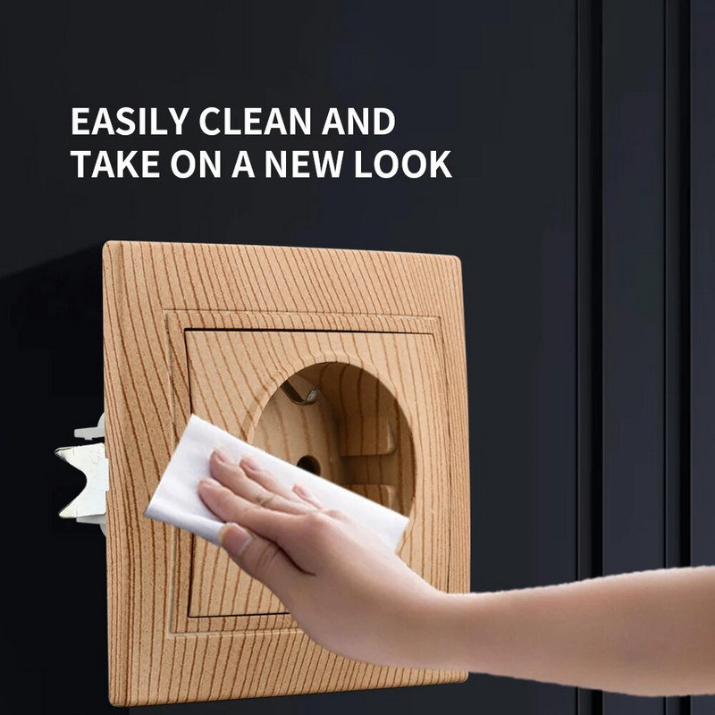 WESA medinis maitinimo lizdas 16A ES standartinis elektros lizdas Standartinis antžeminis sieninis lizdas 86 mm * 86 mm antipireno plastikinė plokštė