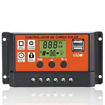 PWM соларен контролер за зареждане 10A/20A/30A соларен панел Регулатор на батерията 12V 24V регулатор с LCD дисплей Двойно USB зареждане