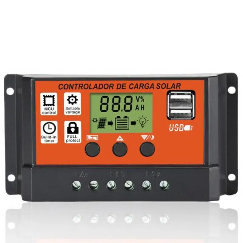 PWM solarni regulator punjenja 10A/20A/30A solarni panel Regulator baterije 12V 24V regulator s LCD zaslonom Dual USB punjenje