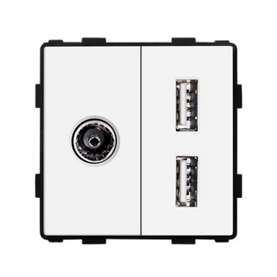 Bingoelec DIY UK EU standardni TV satelit USB utičnica Prekidač s gumbom s okvirom od kristalnog stakla Bijelo poboljšanje doma