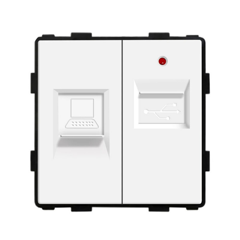 Bingoelec DIY UK EU standardni TV satelit USB utičnica Prekidač s gumbom s okvirom od kristalnog stakla Bijelo poboljšanje doma