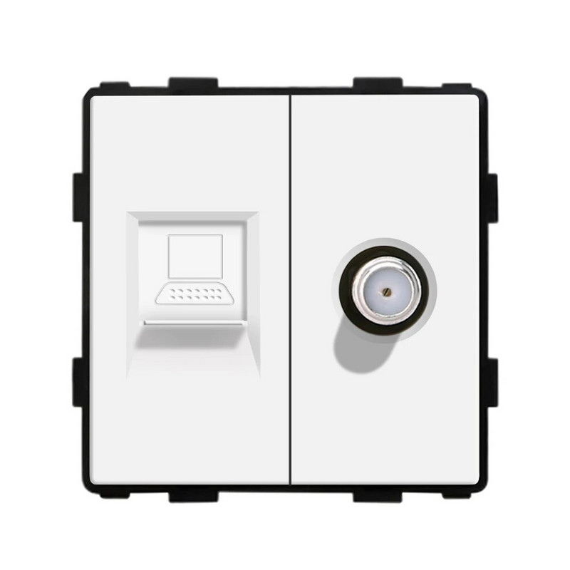 Bingoelec DIY UK EU standardni TV satelit USB utičnica Prekidač s gumbom s okvirom od kristalnog stakla Bijelo poboljšanje doma