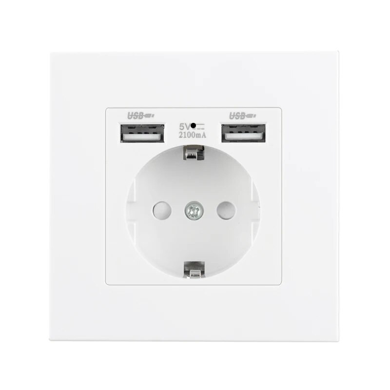 Rewnssin Zidne utičnice s USB utikačem Kućne električne utičnice EU DE Tip-C Dupla USB utičnica Držači telefona 220V 16A Spavaća soba