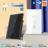 Tuya WiFi Smart Curtain Switch Touch Wall Panel US Brazil Plug Blind Roller Shutter Smartlife APP Control Voice for Alexa Google