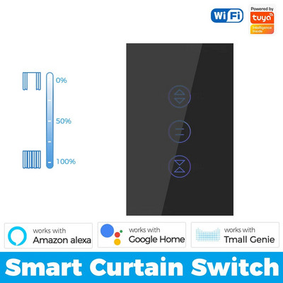 Tuya WiFi Smart Curtain Switch Touch Wall Panel US Brazil Plug Blind Roller Shutter Smartlife APP Control Voice for Alexa Google
