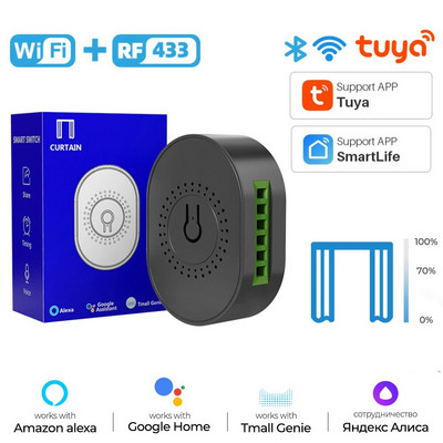 Tuya WiFi Smart Curtain Switch Touch Wall Panel US Brazil Plug Blind Roller Shutter Smartlife APP Control Voice for Alexa Google