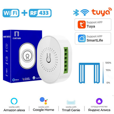 Tuya WiFi Smart Curtain Switch Touch Wall Panel US Brazil Plug Blind Roller Shutter Smartlife APP Control Voice for Alexa Google