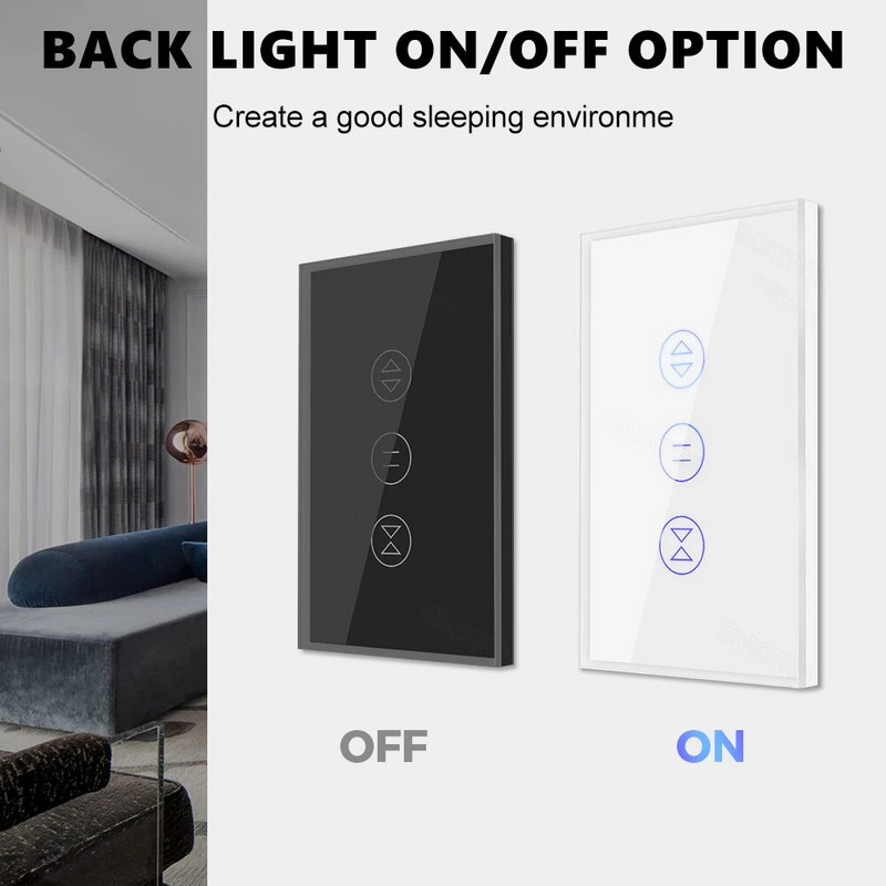 Tuya WiFi Smart Curtain Switch Touch Wall Panel US Brazil Plug Blind Roller Shutter Smartlife APP Control Voice for Alexa Google