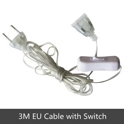 3M 5M prozirni produžni kabel za napajanje 110V 220V EU US utikač AC standardni kabel s prekidačem Žica Svjetlo za božićnu zabavu