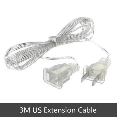 3M 5M prozirni produžni kabel za napajanje 110V 220V EU US utikač AC standardni kabel s prekidačem Žica Svjetlo za božićnu zabavu