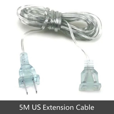 3M 5M prozirni produžni kabel za napajanje 110V 220V EU US utikač AC standardni kabel s prekidačem Žica Svjetlo za božićnu zabavu