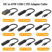 DC na USB Tip C PD 65 W Kabel za brzo punjenje Adapter Pretvarač Tip C PD Power Jack konektor za MacBook Lenovo Samsung Huawei