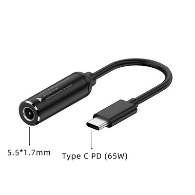DC na USB Tip C PD 65 W Kabel za brzo punjenje Adapter Pretvarač Tip C PD Power Jack konektor za MacBook Lenovo Samsung Huawei