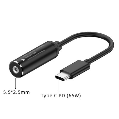 DC na USB Tip C PD 65 W Kabel za brzo punjenje Adapter Pretvarač Tip C PD Power Jack konektor za MacBook Lenovo Samsung Huawei