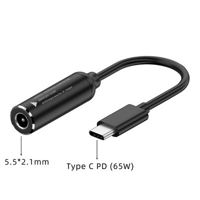 DC na USB Tip C PD 65 W Kabel za brzo punjenje Adapter Pretvarač Tip C PD Power Jack konektor za MacBook Lenovo Samsung Huawei