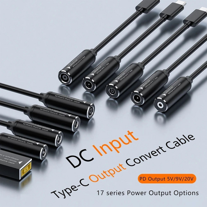 DC na USB Tip C PD 65 W Kabel za brzo punjenje Adapter Pretvarač Tip C PD Power Jack konektor za MacBook Lenovo Samsung Huawei