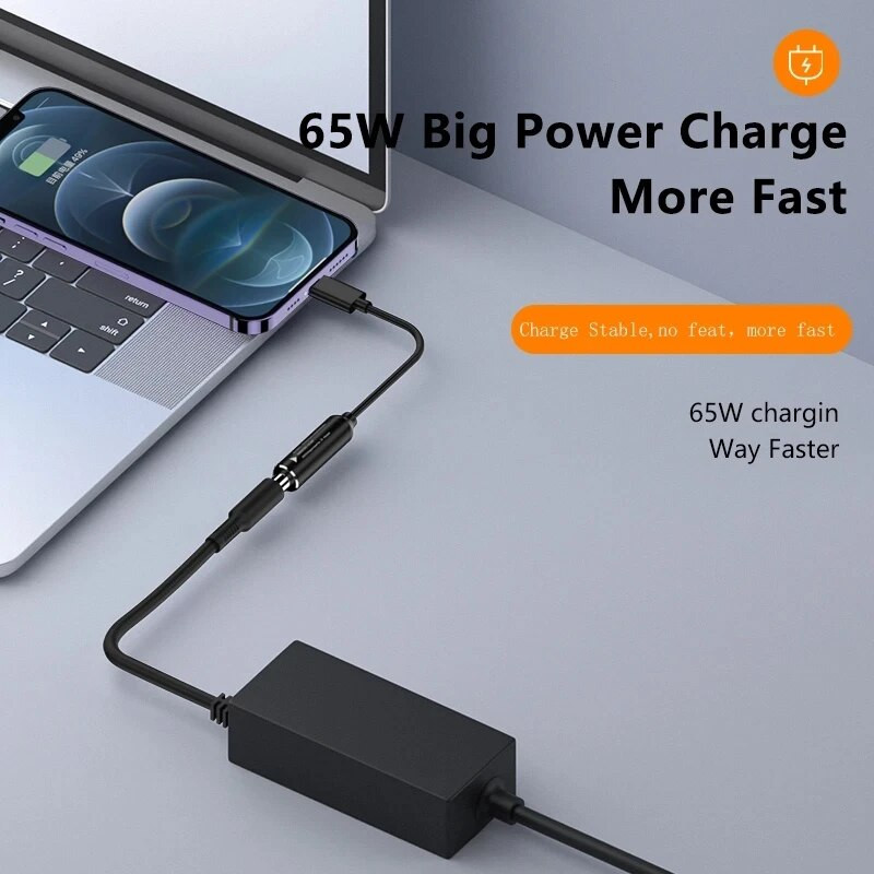 DC na USB Tip C PD 65 W Kabel za brzo punjenje Adapter Pretvarač Tip C PD Power Jack konektor za MacBook Lenovo Samsung Huawei