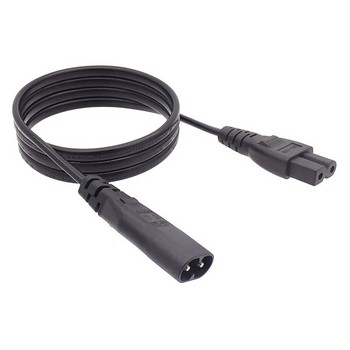 Черен 2 извода C7 до C8 Удължителен кабел Захранващ кабел Фигура 8 Коляно AC Захранващ кабел за зареждане за телевизор Електрически велосипед Лаптоп 0,5M