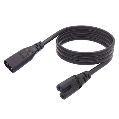 Crni produžni kabel s 2 kraka C7 do C8 Kabel za napajanje Slika 8 Koljenasti AC kabel za napajanje za TV električni bicikl Prijenosno računalo 0,5 M