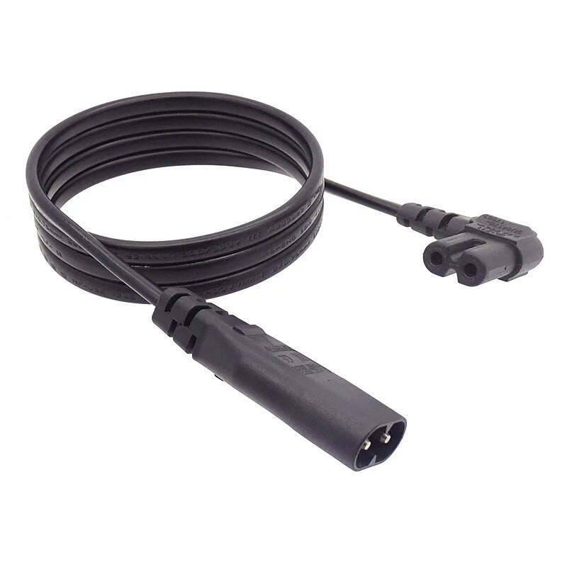 Crni produžni kabel s 2 kraka C7 do C8 Kabel za napajanje Slika 8 Koljenasti AC kabel za napajanje za TV električni bicikl Prijenosno računalo 0,5 M